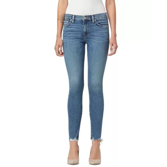 HUDSON JEANS Nico Raw-Hem Mid-Rise Super Skinny Denim Jeans - City Blues - Picture 2 of 3